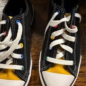 Converse Black Sneakers with Colorful Eyelets